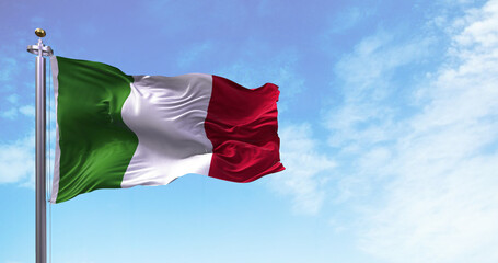 The national flag of Italy flying in the wind