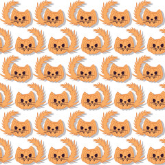 pumpkin cats cute seasonal vector seamless pattern. halloween jack o lantern holiday decoration