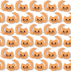 pumpkin cats cute seasonal vector seamless pattern. halloween jack o lantern holiday decoration