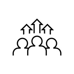 Team growth and development line icon 