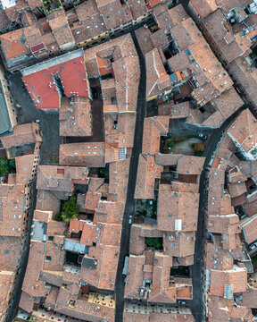 Aerial view of Ferrara, a small town in Emilia Romagna, Italy.