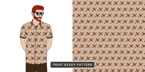 Short sleeve coffee pattern shirt print ready shirt