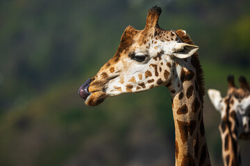 Nubian giraffe (Giraffa camelopardalis camelopardalis) a detailed portrait