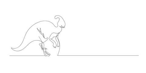 continuous line Parasaurolophus. line drawing of dinosaurs of the prehistoric type Parasaurolophus. large animals of ancient times