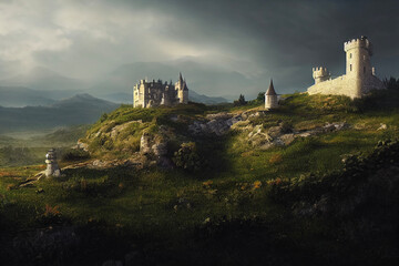 Fototapeta na wymiar distant fantasy castle