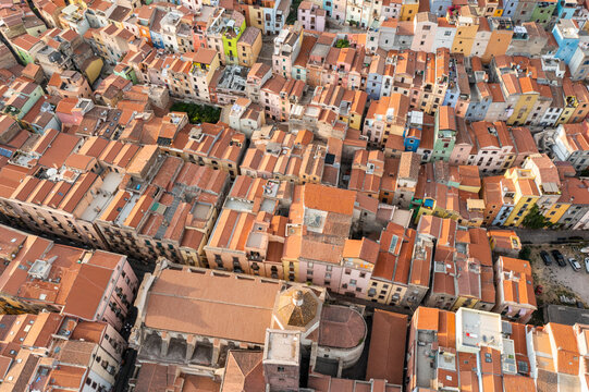 Aerial view of Bosa, Oristano, Sardinia, Italy.