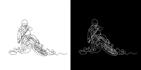 motor cross continuous line. motocross line drawing.