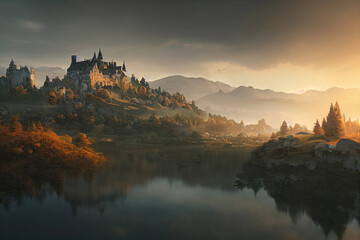 Obraz premium distant fantasy castle