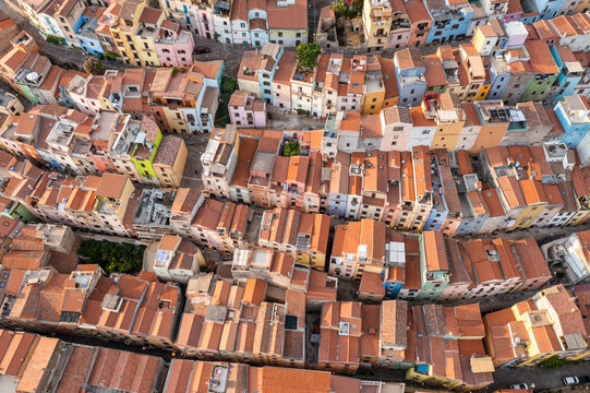 Aerial view of Bosa, Oristano, Sardinia, Italy.