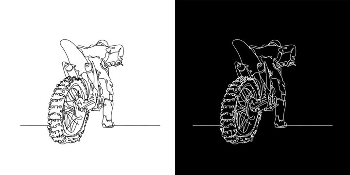vector illustration, single line, action, banner, bike, biker, championship, competition, concept, continuous, contour, cross, design, dirt, doodle, drawing, enduro, extreme, hand, hand drawn, helmet,