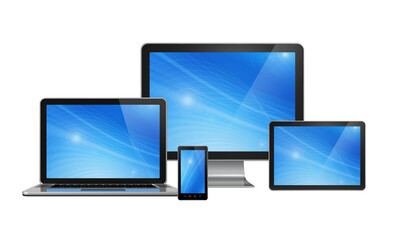 computer, laptop, mobile phone and digital tablet pc