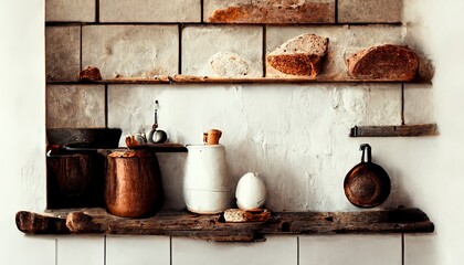 Scandinavian kitchen detail with warm colors