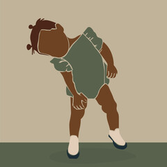 Fashionable black baby in elegant line art style vector abstract