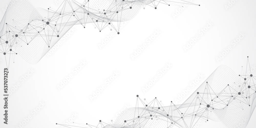 Poster Global communication network concept illustration. Social network communication in the global business. Big data visualization. Internet technology