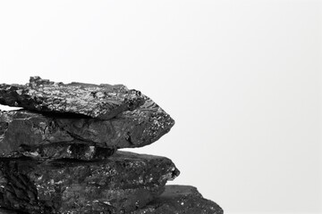 A Broken dark Rock stone. Industry product display