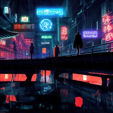 Cyberpunk Setting Realistic 4k Image Neon And Rain