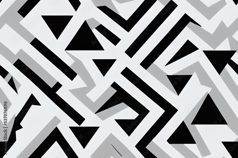 Poster square seamless background pattern from black triangle symbols are different sizes and opacity. the 