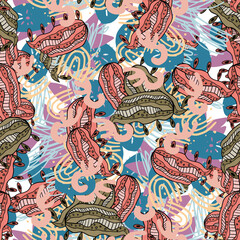 Naklejka premium Fantasy messy freehand doodle geometric shapes seamless pattern. Infinity ditsy scribble abstract card, layout. Creative background. Textile, fabric, wrapping paper.