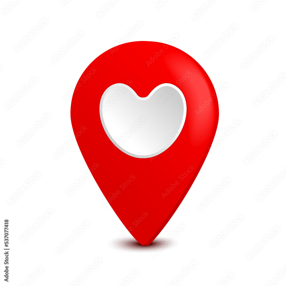 Poster red pin location icon isolated on white background. 3d rendering