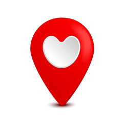 Red pin location icon  isolated on white background. 3d rendering