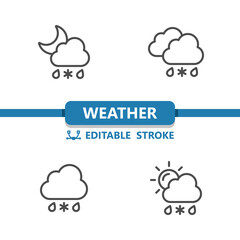 Weather Icons. Sleet, Freezing Rain, Raining, Snowing