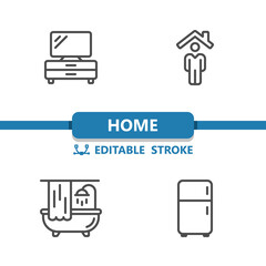Home Icons. TV Stand, Realtor, Bathtub, Fridge, Real Estate Icon
