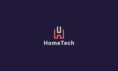 Fototapeta na wymiar Letter H modern line art technological home logo