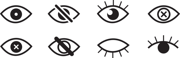 Eye icon set. Eyesight symbol. Simple eye collection.