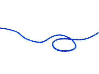 blue rope with knot isolated on white background.Useful to hold objects firmly, safely, and...