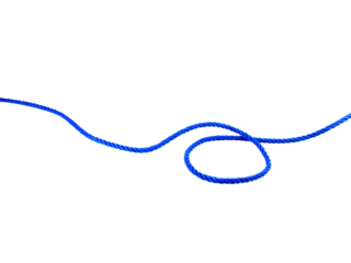 blue rope with knot isolated on white background.Useful to hold objects firmly, safely, and strong.The rope is a symbol of faith, determination, friendship and love given to the recipient.