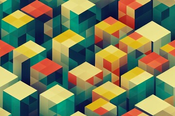 Obraz premium Set of Geometric seamless patterns Abstract geometric hexagonal graphic design print 3d cubes pattern Seamless geometric cubes pattern