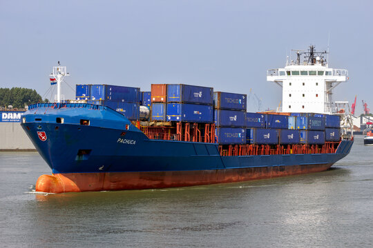 Container ship CT Pachuca leaving the Port of Rotterdam, The Netherlands - August 1, 2014