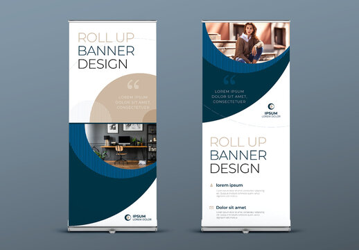 Business Roll Up Banner Layout with Soft Circle Elements