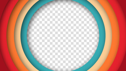 Abstract 1970s 1960s and 1950s background design in the form of circles with transparent background in retro style. Vector illustration. Copy space for text.