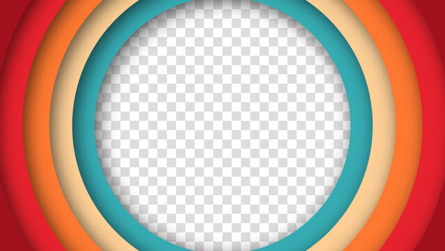 Abstract 1970s 1960s and 1950s background design in the form of circles with transparent background in retro style. Vector illustration. Copy space for text.