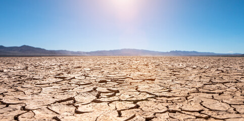 Fototapeta drought cracked landscape, dead land due to water shortage obraz