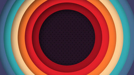 Obraz premium Abstract 1970s 1960s and 1950s background design in the form of circles with perforations in retro style. Vector illustration. Copy space for text.