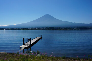 Fuji and a beautiful lake on a clear day
