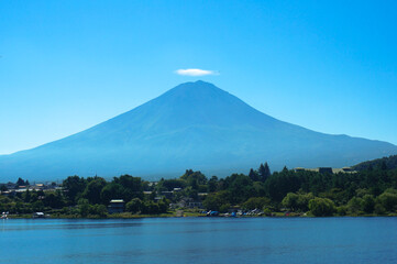 Fuji and a beautiful lake on a clear day