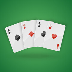 Four aces playing cards poker winner hand