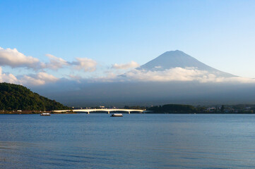 Fuji and a beautiful lake on a clear day