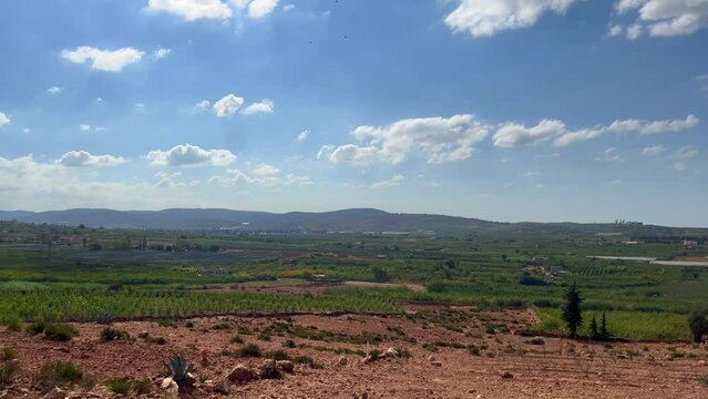 Panoramic view over agricultural fields