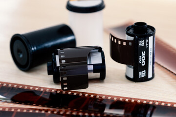 Photographic film close up. Concept for film photography, 35mm film, photography, retro, vintage,...
