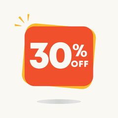 30% off. Tag for campaign with special offers, retail clearance. Discounted sales price. Use in ads, social media, banner