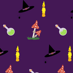 Abstract seamless pattern for girls or boys. Creative vector background with halloween. Funny wallpaper for textile