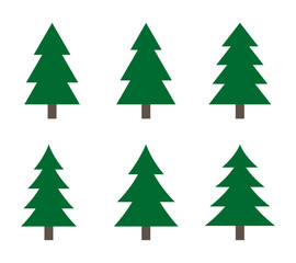 Obraz premium Set of green Christmas tree illustration. Fir Tree vector illustration and icon.