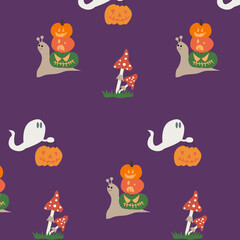 Abstract seamless pattern for girls or boys. Creative vector background with halloween. Funny wallpaper for textile