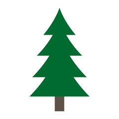 Green christmas tree illustration. Fir Tree vector illustration and icon.