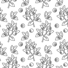 Blueberry seamless pattern on white background.Vector illustration for wallpaper, wrapping paper, textile and package design