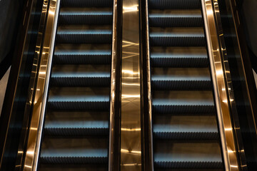 Escalators in the modern building. Escalator background photo